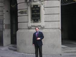 University of Florida law student extern Jesus Suarez outside of the Stock Exchange in Santiago, Chile.