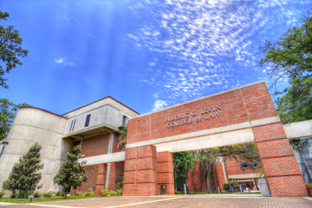 Photo of law school in sun.