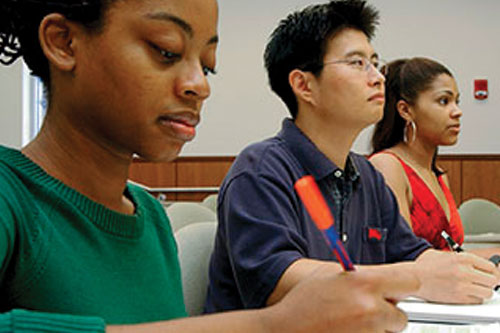 Photo of students taking exam