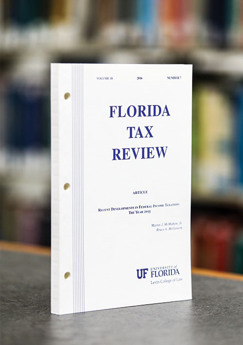 Photo of the cover of an issue of Florida Tax Review