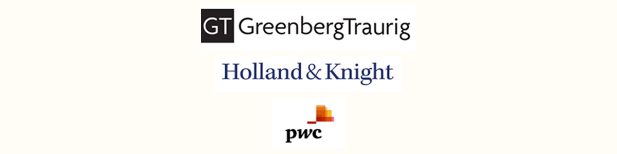 logos of GreenbergTraurig and Holland & Knight and PwC
